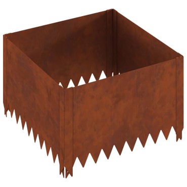 vidaXL Περίγραμμα γκαζόν 4 τμχ. 60 x 60 x 35 cm Ατσάλι Σκ rusty