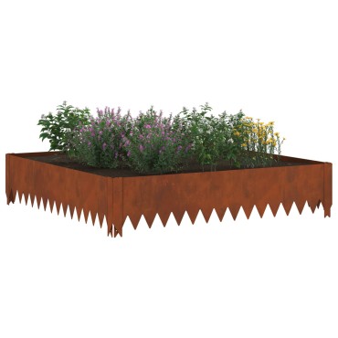 vidaXL Περίγραμμα γκαζόν 4 τμχ. 100 x 100 x 20 cm Ατσάλι Σκ rusty