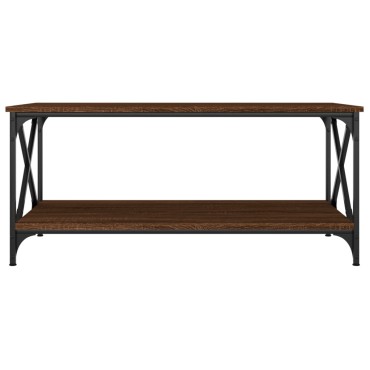vidaXL Τραπεζάκι Σαλονιού Καφέ Δρυς 100x50x45cm Επεξ. Ξύλο + Σίδηρος 1 τεμ.