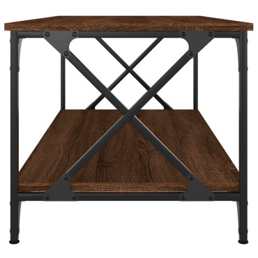vidaXL Τραπεζάκι Σαλονιού Καφέ Δρυς 100x50x45cm Επεξ. Ξύλο + Σίδηρος 1 τεμ.