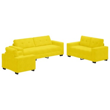 vidaXL Σετ Καναπέ 3 τεμ. Κίτρινο Βελούδο 221x80x80cm  Τριθέσιος