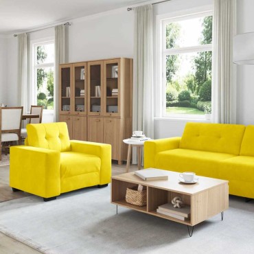 vidaXL Σετ Καναπέ 3 τεμ. Κίτρινο Βελούδο 221x80x80cm  Τριθέσιος