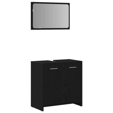 vidaXL Σετ Επίπλων Μπάνιου 3 τεμ. Μαύρη Οξυά 30x30x183,5cm