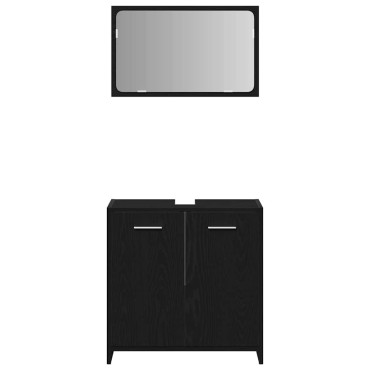 vidaXL Σετ Επίπλων Μπάνιου 3 τεμ. Μαύρη Οξυά 30x30x183,5cm