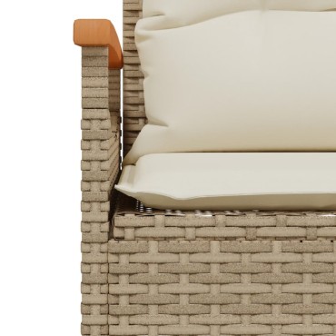 vidaXL Παγκάκι Κήπου Μπεζ 116x62,5x74cm Συνθετικό Ρατάν με Μαξιλάρια 1 τεμ.