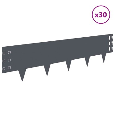 vidaXL Περίγραμμα γκαζόν 30 τμχ. 100 x 25 cm Ατσάλι Ανθρακί