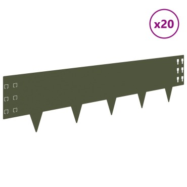 vidaXL Περίγραμμα γκαζόν 20 τμχ. 100 x 25 cm Ατσάλι Λαδί