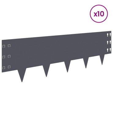 vidaXL Περίγραμμα γκαζόν 10 τμχ. 100 x 30 cm Ατσάλι Ανθρακί