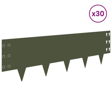 vidaXL Περίγραμμα γκαζόν 30 τμχ. 100 x 30 cm Ατσάλι Λαδί