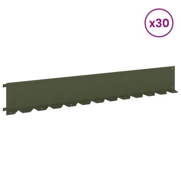 vidaXL Περίγραμμα γκαζόν 30 τμχ. 102 x 15 x 4 εκ. Ατσάλι Λαδί