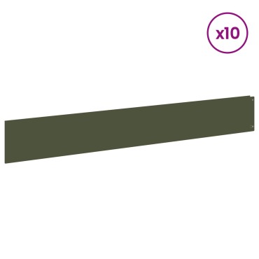 vidaXL Περίγραμμα γκαζόν 10 τμχ. 100 x 15 cm Ατσάλι Λαδί
