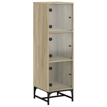 vidaXL Ντουλάπι Sonoma Δρυς 35x37x120cm με Γυάλινες Πόρτες 1 τεμ.