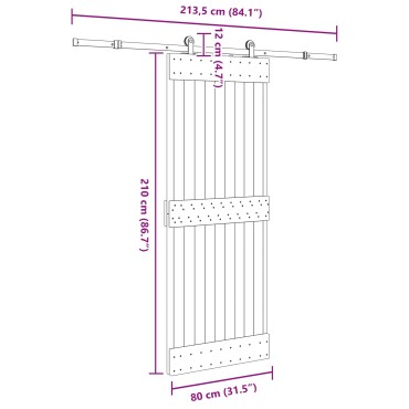 vidaXL Συρόμενη Πόρτα NARVIK 80 x 210 εκ (213,5 εκ) Φυσικό και Μαύρο