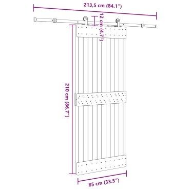 vidaXL Συρόμενη Πόρτα NARVIK 85 x 210 εκ (213,5 εκ) Φυσικό και Μαύρο