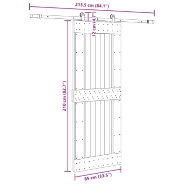 vidaXL Συρόμενη Πόρτα NARVIK 85 x 210 εκ (213,5 εκ) Φυσικό και Μαύρο