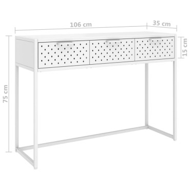 vidaXL Τραπέζι Κονσόλα Λευκό 106x35x75cm από Ατσάλι 1 τεμ.