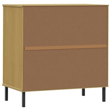 vidaXL Ντουλάπι OSLO με 3 Συρτάρια Καφέ 77x40x79,5cm Μασίφ Ξύλο 1 τεμ.