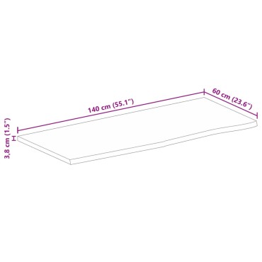 vidaXL Επιφάνεια Τραπεζιού 140x60x3,8cm Live Edge Μασίφ Ξύλο Μάνγκο 1 τεμ.