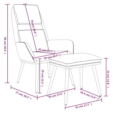 vidaXL Πολυθρόνα Relax Μπορντό Υφασμάτινη με Σκαμπό 70x77x98cm 1 τεμ.