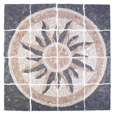 vidaXL Μωσαϊκά Πλακάκια Ήλιος Πολύχρωμο 120 x 120 cm Μάρμαρο