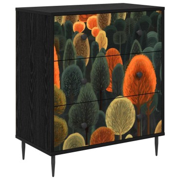 vidaXL Κουτί με συρτάρια ZAANDAM Σχέδιο δάσους 66x36,5x76cm