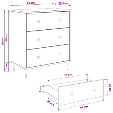 vidaXL Κουτί με συρτάρια ESSEN Σχέδιο με ηλιοτρόπια 66x36,5x76cm