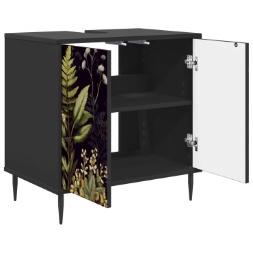 vidaXL Ντουλάπι Μπάνιου RHENEN Μαύρη Δρυς 60x40x61 εκ 1 τεμ.