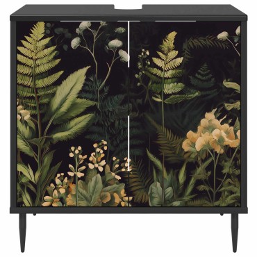 vidaXL Ντουλάπι Μπάνιου RHENEN Μαύρη Δρυς 60x40x61 εκ 1 τεμ.