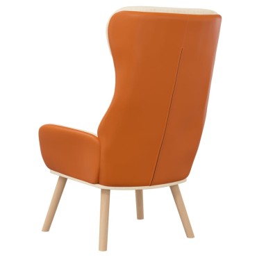 vidaXL Πολυθρόνα Relax Κρεμ από Ύφασμα και PVC 70x77x94cm 1 τεμ.