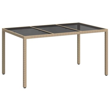 vidaXL Τραπέζι Κήπου Μπεζ 150x90x75cm συνθετικό ρατάν 1 τεμ.