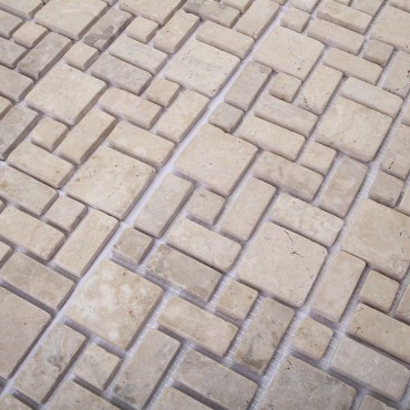 vidaXL Πλακίδια Μωσαϊκού Κρεμ 30 x 30 cm Μάρμαρο
