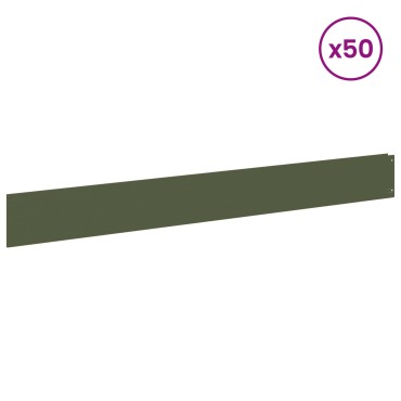 vidaXL Περίγραμμα γκαζόν 50 τμχ. 100 x 12 cm Ατσάλι Λαδί