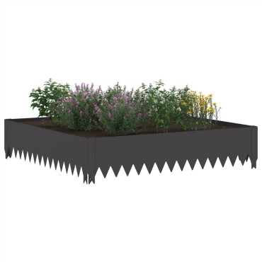 vidaXL Περίγραμμα γκαζόν 4 τμχ. 100 x 100 x 20 cm Ατσάλι Μαύρο