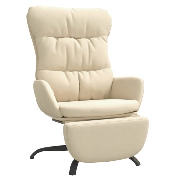 vidaXL Πολυθρόνα Relax Κρεμ Υφασμάτινη με Υποπόδιο 70x77x98cm 1 τεμ.