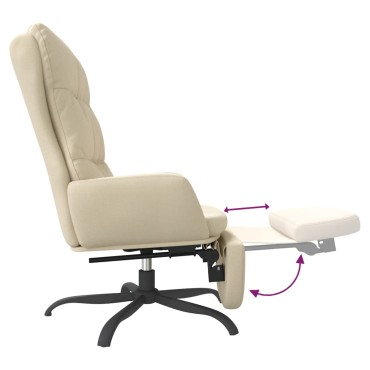 vidaXL Πολυθρόνα Relax Κρεμ Υφασμάτινη με Υποπόδιο 70x77x98cm 1 τεμ.