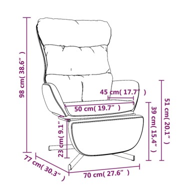 vidaXL Πολυθρόνα Relax Κρεμ Υφασμάτινη με Υποπόδιο 70x77x98cm 1 τεμ.