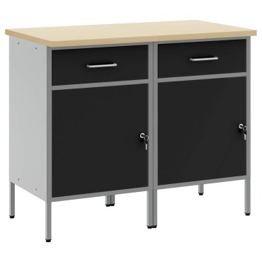 vidaXL Ντουλάπα Εργασίας 2 τμχ. Μαύρο και Γκρι 100 x 55 x 85 εκ.