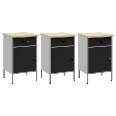 vidaXL Ντουλάπα Εργασίας 3 τμχ. Μαύρο και Γκρι 150 x 55 x 85 εκ