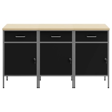 vidaXL Ντουλάπα Εργασίας 3 τμχ. Μαύρο και Γκρι 150 x 55 x 85 εκ
