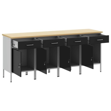 vidaXL Ντουλάπα Εργασίας 4 τμχ. Μαύρο και Γκρι 200 x 55 x 85 εκ