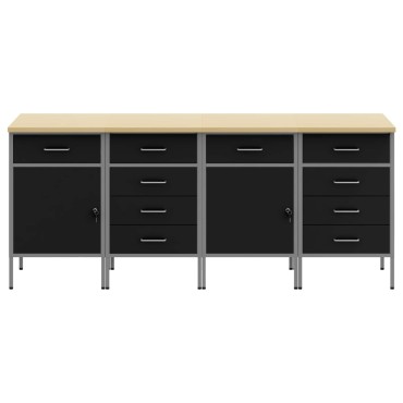 vidaXL Ντουλάπα Εργασίας 4 τμχ. Μαύρο και Γκρι 200 x 55 x 85 εκ