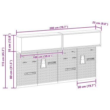 vidaXL Σετ ντουλαπών εργαλείων με ράφι με αποθήκευση 6 τεμ. Κόκκινο