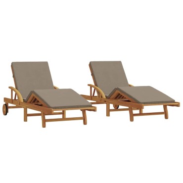 vidaXL Ξαπλώστρα 2 τεμ. Στερεό Ξύλο Ακακίας Taupe 200x67x84cm