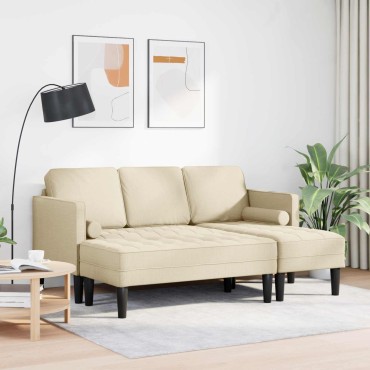 vidaXL Σετ Καναπέ 2 τεμ. Κρεμ Πολυεστέρας 173x131x67cm  Διθέσιος