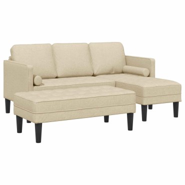 vidaXL Σετ Καναπέ 2 τεμ. Κρεμ Πολυεστέρας 173x131x67cm  Διθέσιος