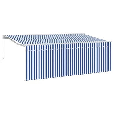 vidaXL Αναδιπλούμενη τέντα Μπλε και άσπρο 400 x 200 cm