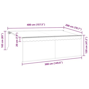 vidaXL Αναδιπλούμενη τέντα Μπλε και άσπρο 400 x 200 cm