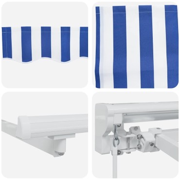 vidaXL Αναδιπλούμενη τέντα Μπλε και άσπρο 400 x 200 cm
