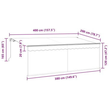 vidaXL Αναδιπλούμενη τέντα Μπλε και άσπρο 400 x 200 cm