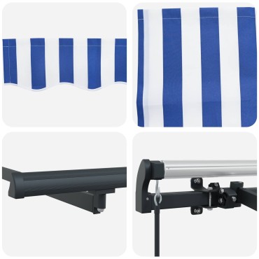 vidaXL Αναδιπλούμενη τέντα Μπλε και άσπρο 400 x 200 cm
